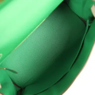 HERMÈS Pre-owned Hermes Special Order (HSS) Kelly Retourne 28 Bambou and Craie Togo Brushed Gold Hardware | Thumbnail 8
