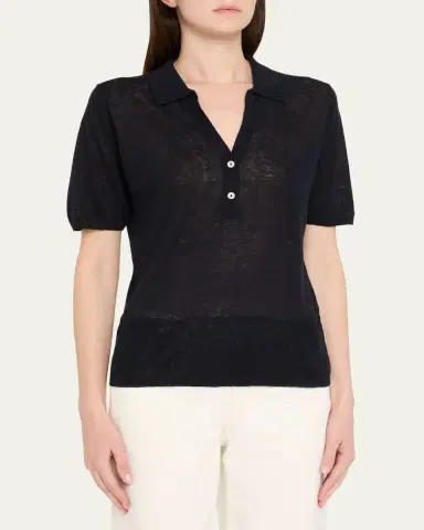 MAJESTIC FILATURES Semi-Sheer Knit Polo Shirt | Thumbnail 4 MAJESTIC FILATURES Semi-Sheer Knit Polo Shirt | Thumbnail 4