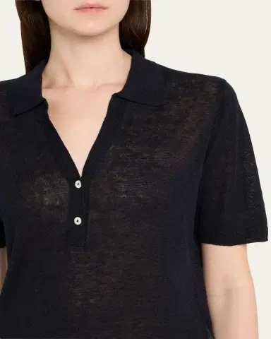MAJESTIC FILATURES Semi-Sheer Knit Polo Shirt | Thumbnail 5 MAJESTIC FILATURES Semi-Sheer Knit Polo Shirt | Thumbnail 5