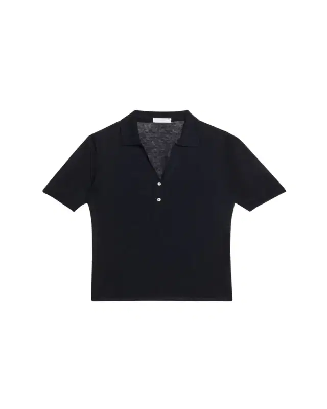 Semi-Sheer Knit Polo Shirt
