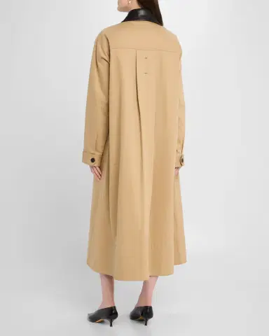 Maria McManus Leather-Collar A-Line Long Swing Coat | Thumbnail 2