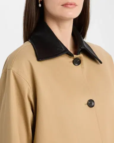 Maria McManus Leather-Collar A-Line Long Swing Coat | Thumbnail 4
