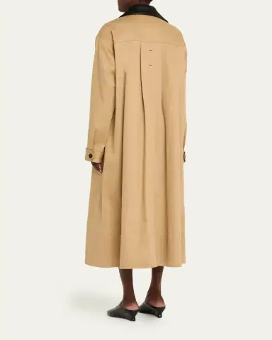 Maria McManus Leather-Collar A-Line Long Swing Coat | Thumbnail 7