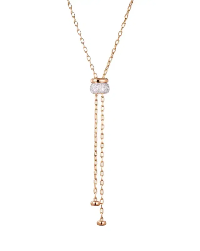 Pomellato Iconica 18K Rose Gold Diamond Lariat Necklace