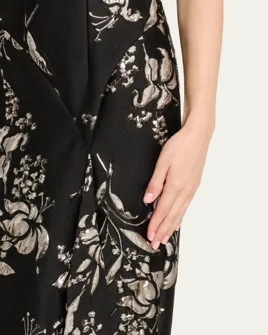 Lela Rose Metallic Floral Jacquard Sleeveless Maxi Dress | Thumbnail 5 Lela Rose Metallic Floral Jacquard Sleeveless Maxi Dress | Thumbnail 5