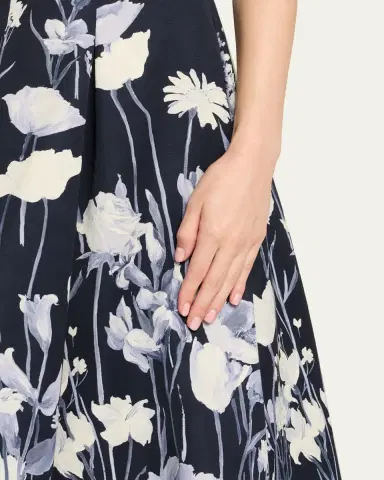 Lela Rose Floral Faille Sleeveless Fit-&-Flare Gown | Thumbnail 5 Lela Rose Floral Faille Sleeveless Fit-&-Flare Gown | Thumbnail 5