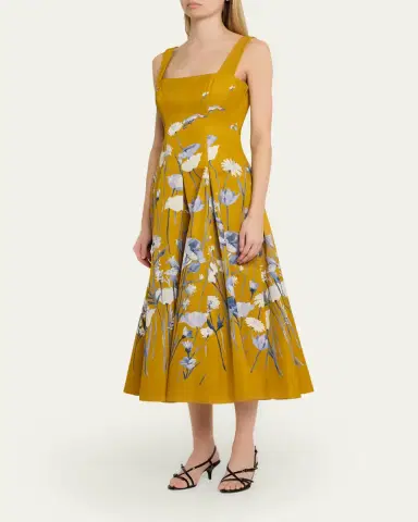 Lela Rose Floral Faille Sleeveless Fit-&-Flare Gown | Thumbnail 8 Lela Rose Floral Faille Sleeveless Fit-&-Flare Gown | Thumbnail 8