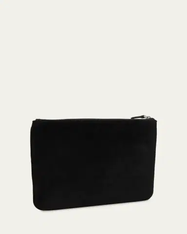 Valentino Garavani Medium Crystal VLogo Velvety Flat Pouch Bag | Thumbnail 3