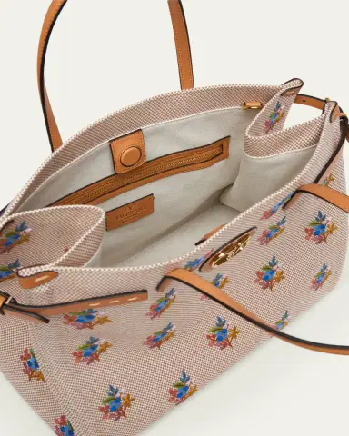 Valentino Garavani Floral-Embroidered Canvas Tote Bag | Thumbnail 4 Valentino Garavani Floral-Embroidered Canvas Tote Bag | Thumbnail 4