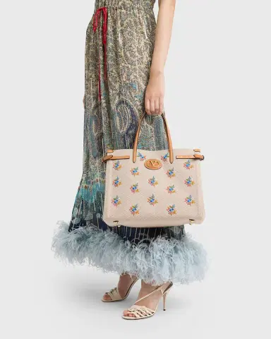 Valentino Garavani Floral-Embroidered Canvas Tote Bag | Thumbnail 6 Valentino Garavani Floral-Embroidered Canvas Tote Bag | Thumbnail 6