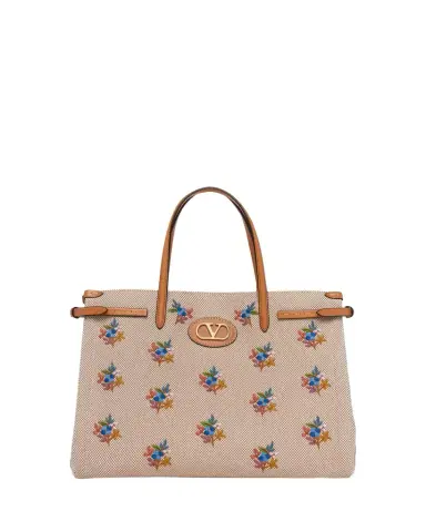 Valentino Garavani Floral-Embroidered Canvas Tote Bag | Thumbnail 1 Valentino Garavani Floral-Embroidered Canvas Tote Bag | Thumbnail 1