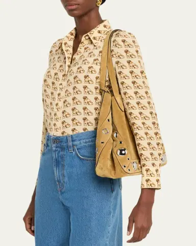 Valentino Garavani Men's Nellcote Large Studded Suede Tote Bag | Thumbnail 2