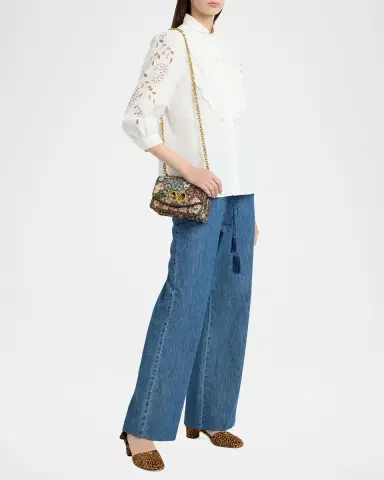 Valentino Garavani Small Floral Woven Leather-Trim Shoulder Bag | Thumbnail 9 Valentino Garavani Small Floral Woven Leather-Trim Shoulder Bag | Thumbnail 9