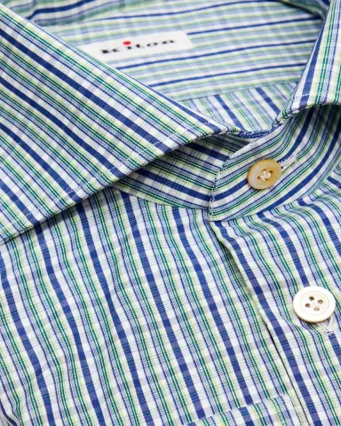 Kiton Men's Graph Check Cotton Spread Collar Dress Shirt | Thumbnail 2