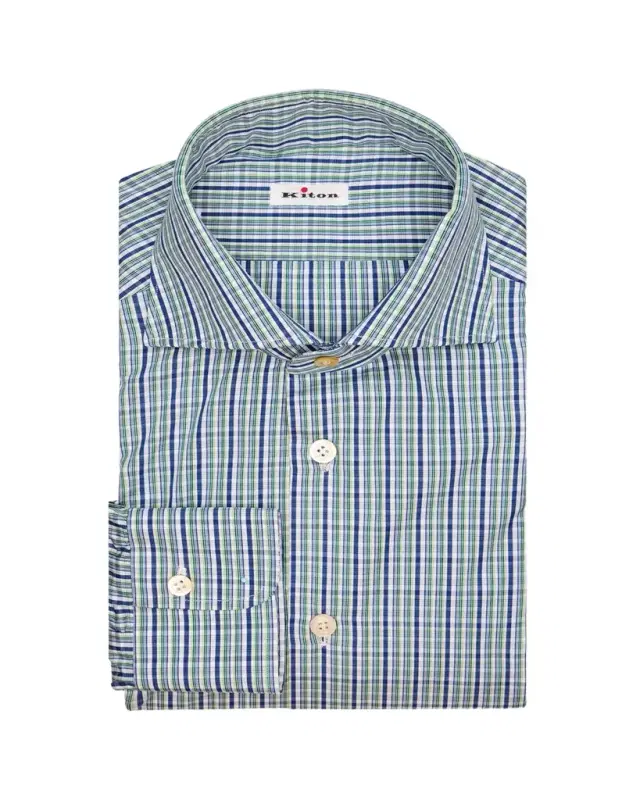 Men's Graph Check Cotton Spread Collar Dress Shirt