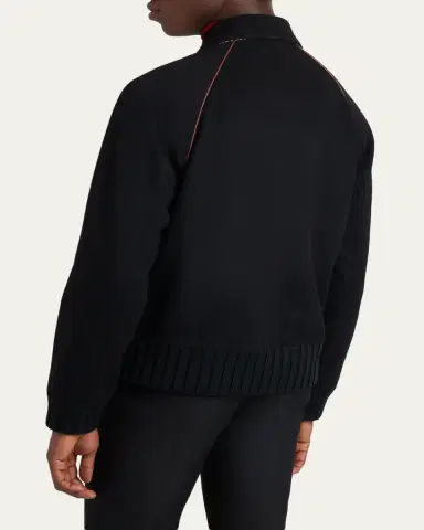 Valentino Garavani Men's Jacquard Wool-Cashmere Bomber Jacket | Thumbnail 3