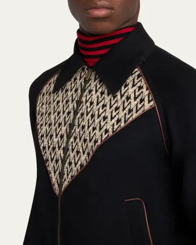 Valentino Garavani Men's Jacquard Wool-Cashmere Bomber Jacket | Thumbnail 5
