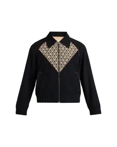 Valentino Garavani Men's Jacquard Wool-Cashmere Bomber Jacket | Thumbnail 1