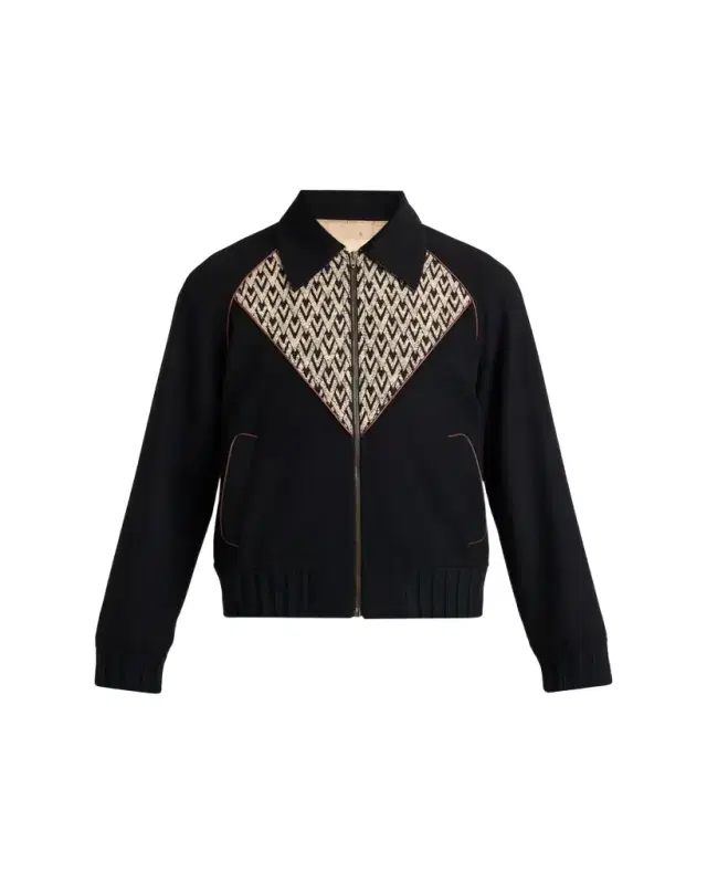 Men's Jacquard Wool-Cashmere Bomber Jacket