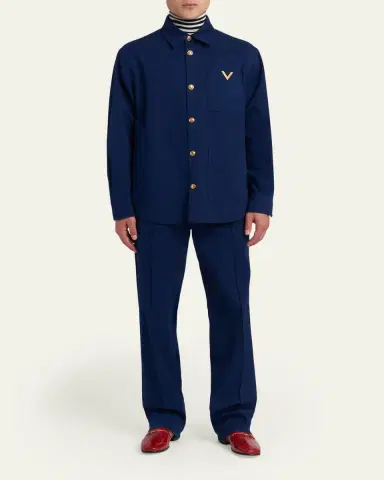 Valentino Garavani Men's Straight-Fit Cotton Gabardine Pants | Thumbnail 2 Valentino Garavani Men's Straight-Fit Cotton Gabardine Pants | Thumbnail 2