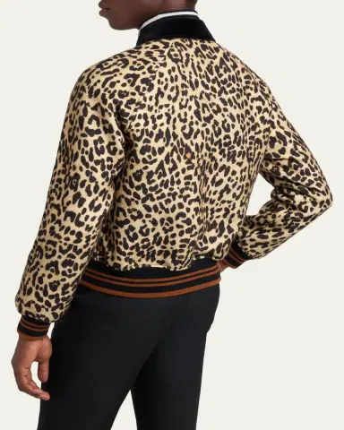 Valentino Garavani Men's Animal-Print Wool Bomber Jacket | Thumbnail 3 Valentino Garavani Men's Animal-Print Wool Bomber Jacket | Thumbnail 3