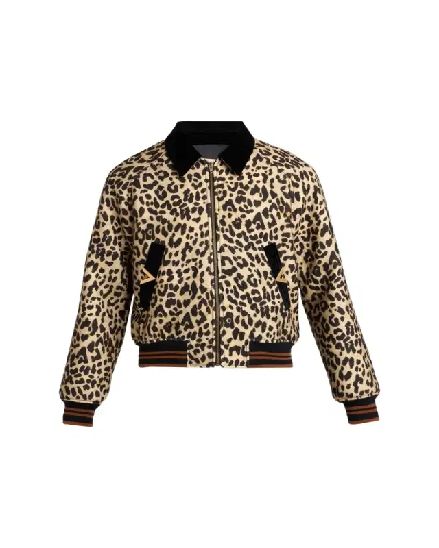 Men's Animal-Print Wool Bomber Jacket