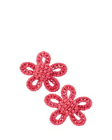 Oscar de la Renta Small Woven Raffia Flower Earrings | Thumbnail 1