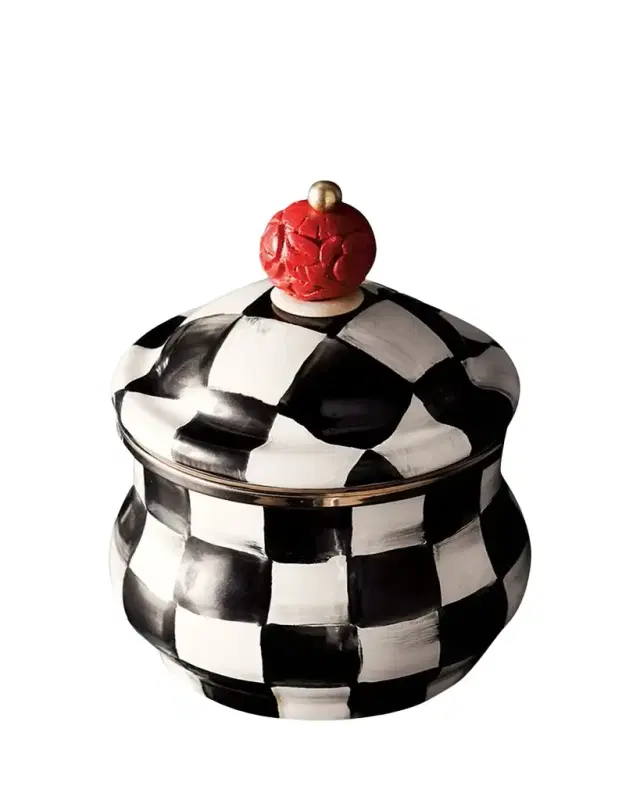 Courtly Check Enamel Lidded Sugar Bowl