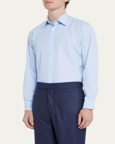 Charvet Men's Point Collar Cotton Dress Shirt | Thumbnail 4 Charvet Men's Point Collar Cotton Dress Shirt | Thumbnail 4