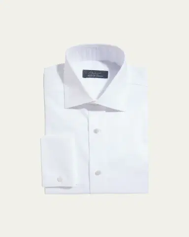 Bergdorf Goodman Men's Stud-Front Micro Box Weave Dress Shirt | Thumbnail 2