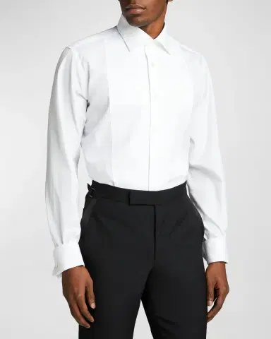 Bergdorf Goodman Men 's Pique Bib-Front Tuxedo Shirt | Thumbnail 3