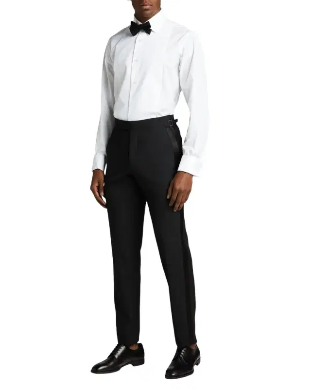 Men 's Pique Bib-Front Tuxedo Shirt