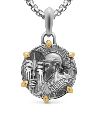 David Yurman Men's Ares Amulet in Sterling Silver with 18K Yellow Gold, 26.4MM - Silver | Thumbnail 4