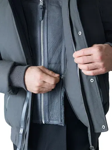 Mackage Men's Iker Mixed-Media Bomber Down Jacket - Carbon | Thumbnail 5