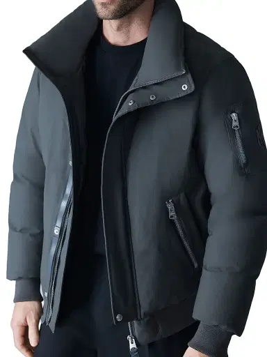 Mackage Men's Iker Mixed-Media Bomber Down Jacket - Carbon | Thumbnail 6