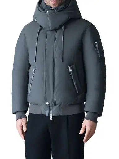 Mackage Men's Iker Mixed-Media Bomber Down Jacket - Carbon | Thumbnail 1