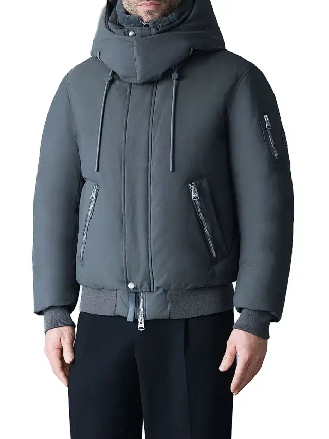 Men's Iker Mixed-Media Bomber Down Jacket - Carbon