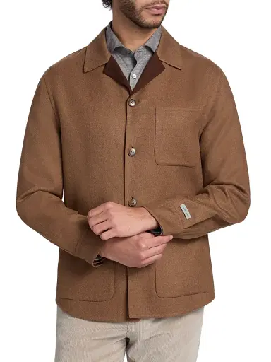 Canali Men's Double-Face Wool Overshirt - Brown - Size 44 | Thumbnail 3 Canali Men's Double-Face Wool Overshirt - Brown - Size 44 | Thumbnail 3