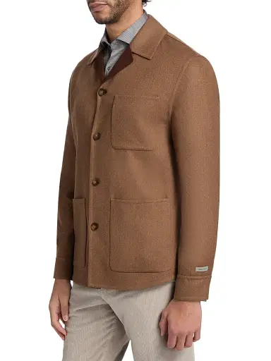 Canali Men's Double-Face Wool Overshirt - Brown - Size 44 | Thumbnail 4 Canali Men's Double-Face Wool Overshirt - Brown - Size 44 | Thumbnail 4
