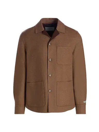 Canali Men's Double-Face Wool Overshirt - Brown - Size 44 | Thumbnail 1 Canali Men's Double-Face Wool Overshirt - Brown - Size 44 | Thumbnail 1