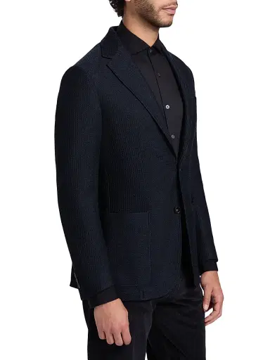 Canali Men's Jersey Wool Regular-Fit Jacket - Navy - Size 40 | Thumbnail 4 Canali Men's Jersey Wool Regular-Fit Jacket - Navy - Size 40 | Thumbnail 4