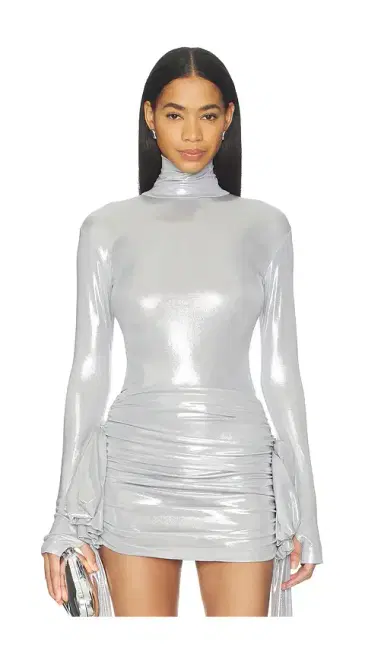 Norma Kamali Slim Fit Long Sleeve Turtle Top | Thumbnail 1