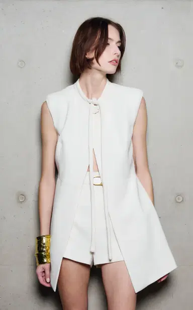 Carla Zampatti Tie-Neck Crepe Vest | Thumbnail 2