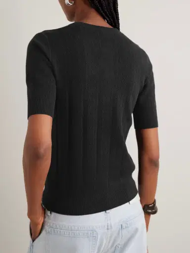 Lisa Yang Nika Pointelle-knit Cotton And Cashmere-blend Sweater | Thumbnail 3 Lisa Yang Nika Pointelle-knit Cotton And Cashmere-blend Sweater | Thumbnail 3