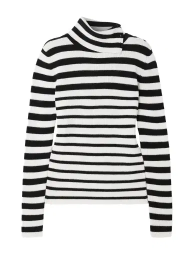 Lisa Yang Sabrine Button-detailed Striped Ribbed Cotton And Cashmere-blend Turtleneck Sweater | Thumbnail 1