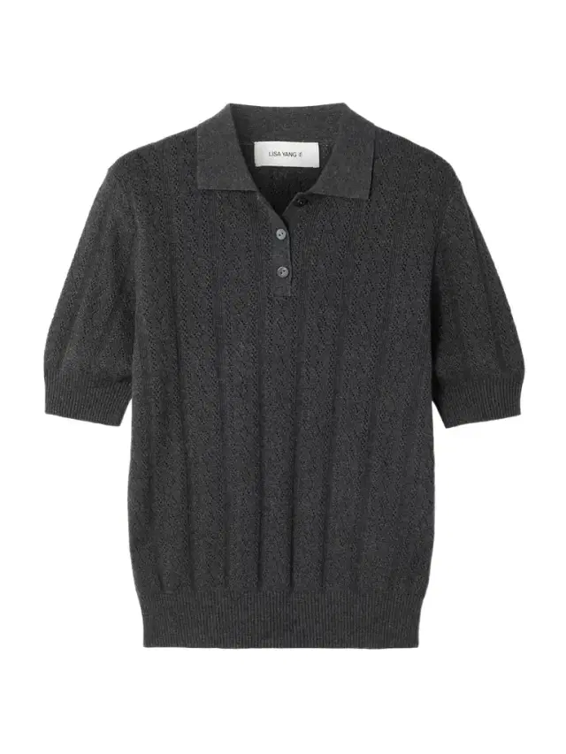 Cristine Pointelle-knit Cotton And Cashmere-blend Polo Shirt