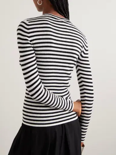 Lisa Yang Vivian Striped Ribbed Cotton And Cashmere-blend Top | Thumbnail 3
