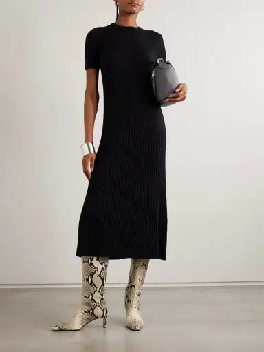 Lisa Yang Isabela Ribbed Cotton And Cashmere-blend Midi Dress | Thumbnail 2 Lisa Yang Isabela Ribbed Cotton And Cashmere-blend Midi Dress | Thumbnail 2