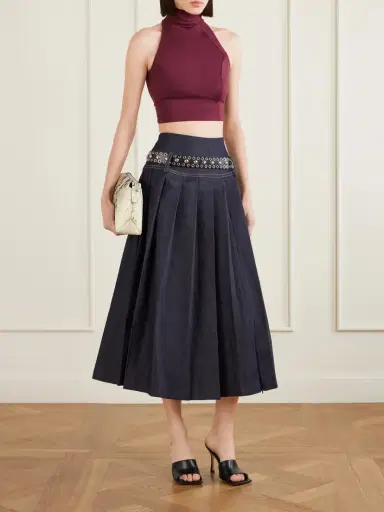Tolu Coker Pleated Denim Maxi Skirt | Thumbnail 2 Tolu Coker Pleated Denim Maxi Skirt | Thumbnail 2