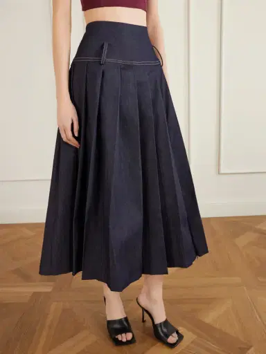 Tolu Coker Pleated Denim Maxi Skirt | Thumbnail 3 Tolu Coker Pleated Denim Maxi Skirt | Thumbnail 3
